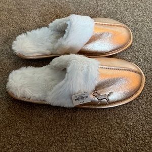 PINK brand new slippers, size small rose gold